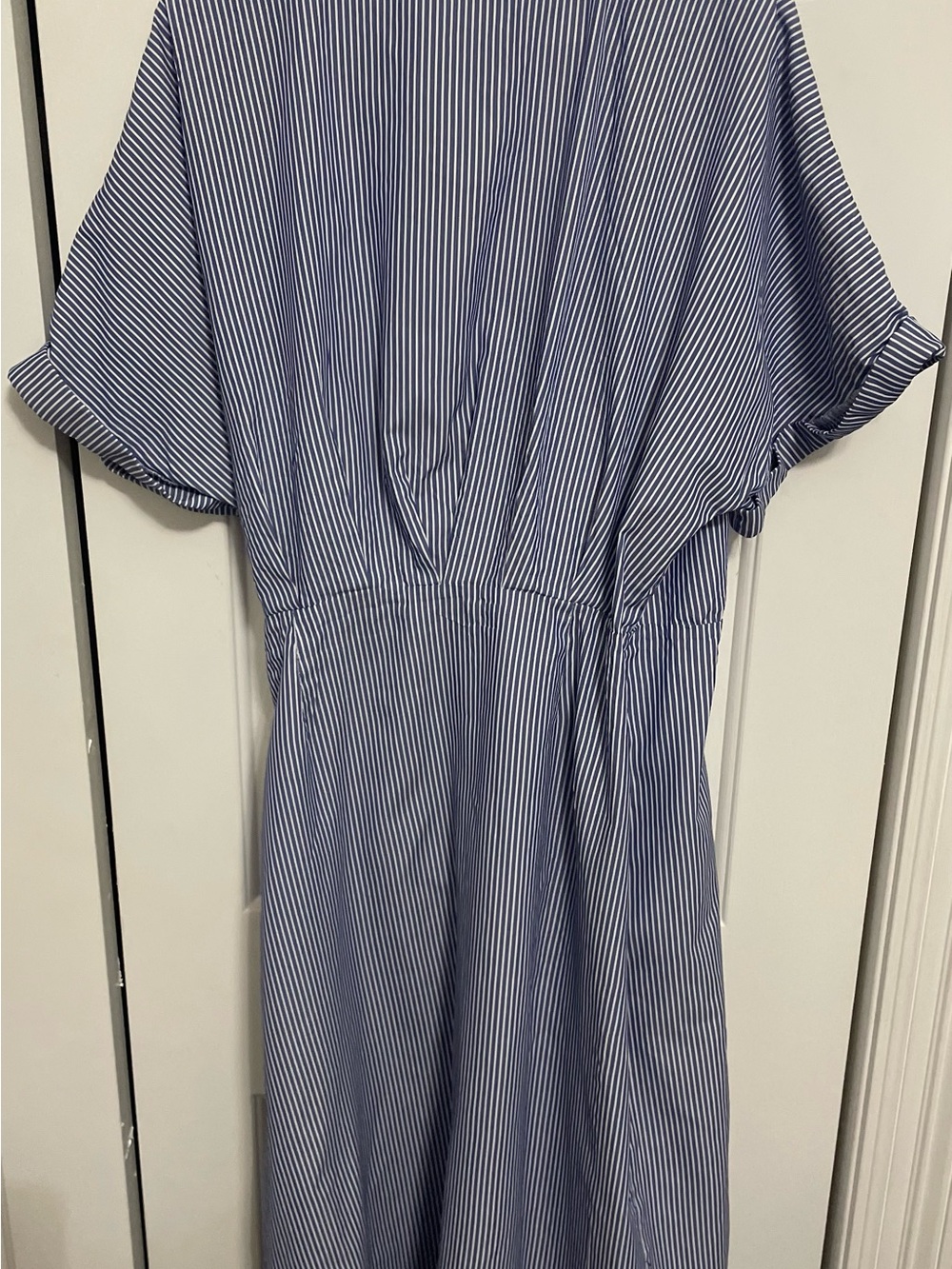 SHEIN Blue and White Pinstripe Wrap Maxi Dress - Picture 2 of 4